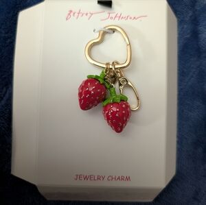 Betsey Johnson Heart-Shaped Strawberry Charm